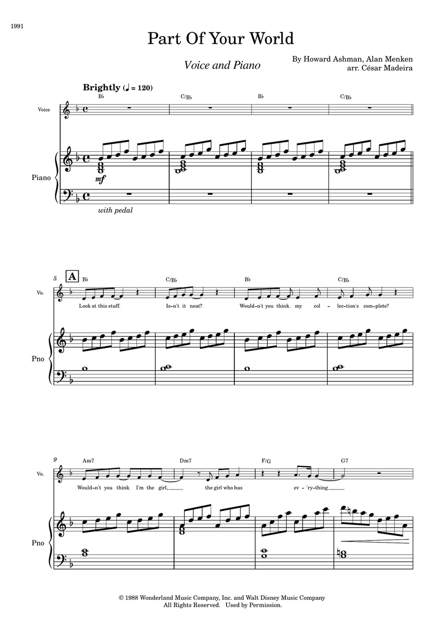 Part Of Your World Piano, Vocal scores gallery preview page 2