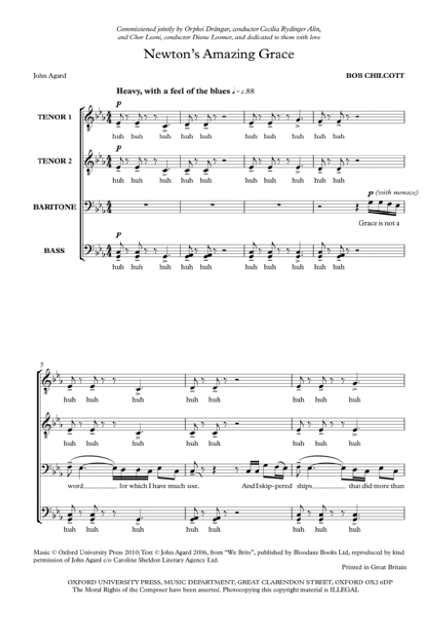 Newton's Amazing Grace TTBB scores gallery preview page 2