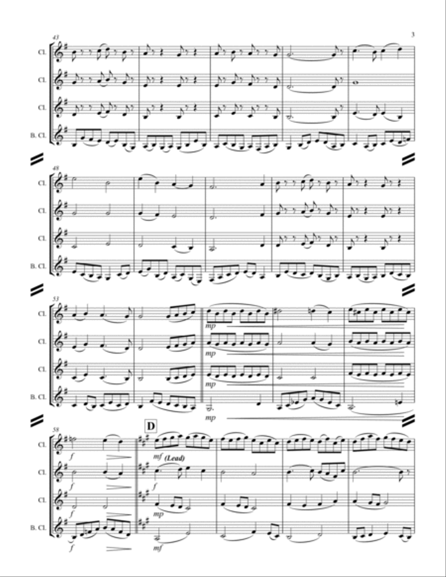 In the Bleak Midwinter (for Clarinet Quartet) Clarinet Quartet scores gallery preview page 4