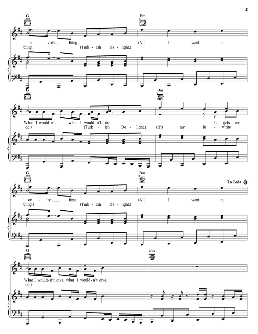 Turkish Delight Turkish Delight Piano, Vocal, Guitar scores gallery preview page 3