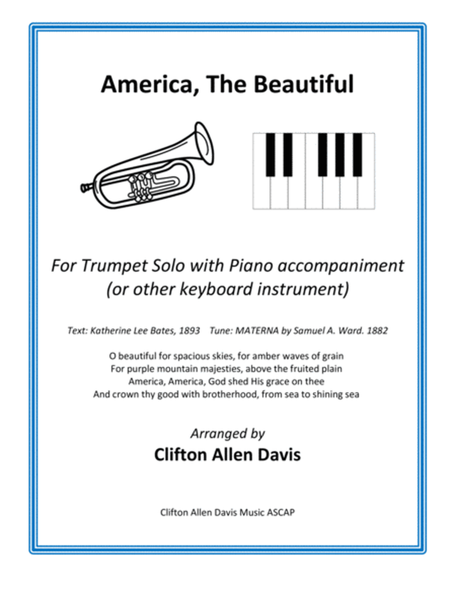 America the Beautiful for Bb Trumpet and Piano image number null
