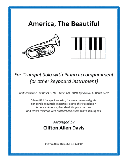 America the Beautiful for Bb Trumpet and Piano image number null