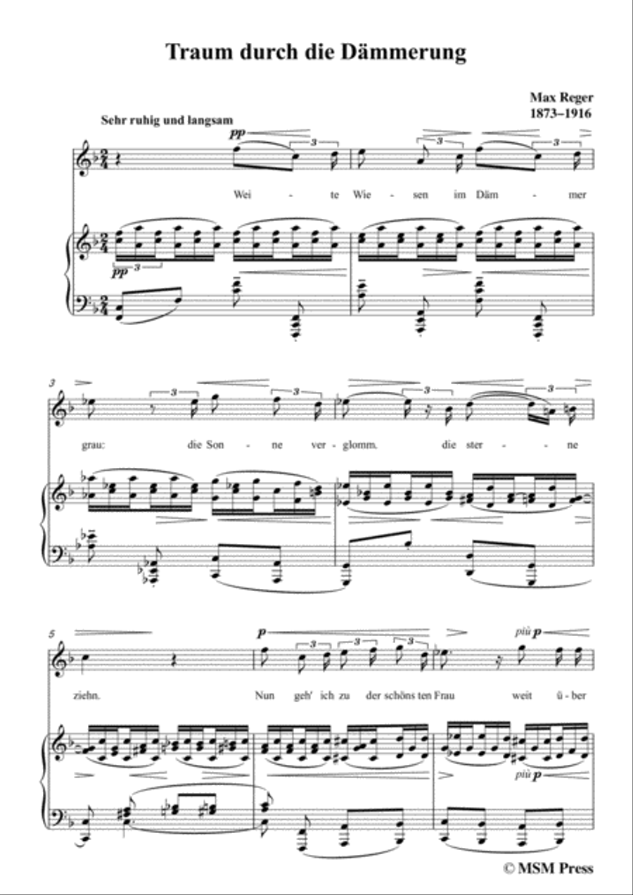 Reger-Traum durch die Dämmerung in F Major,for Voice and Piano Voice Solo scores gallery preview page 3