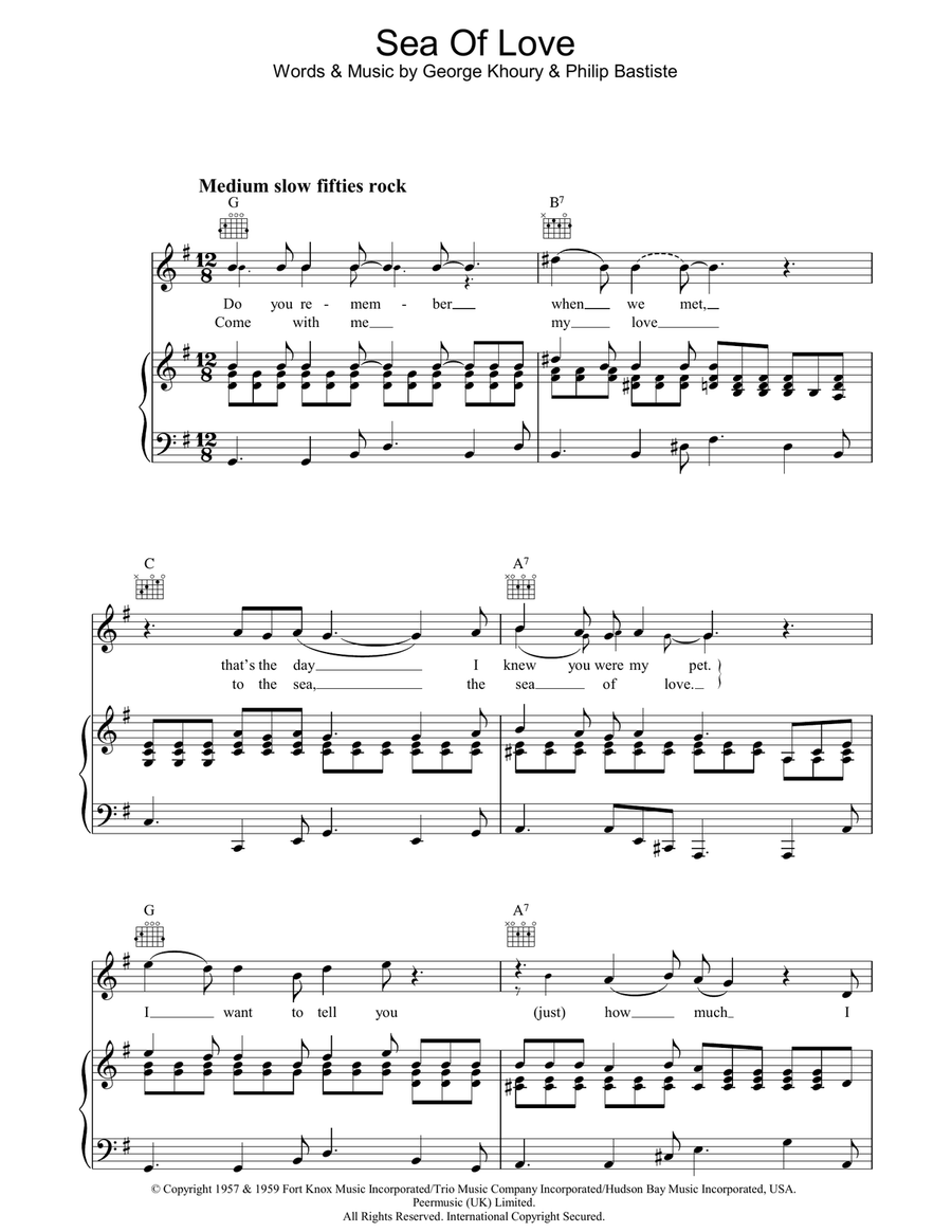 Sea Of Love Sea Of Love Piano, Vocal, Guitar scores gallery preview page 1