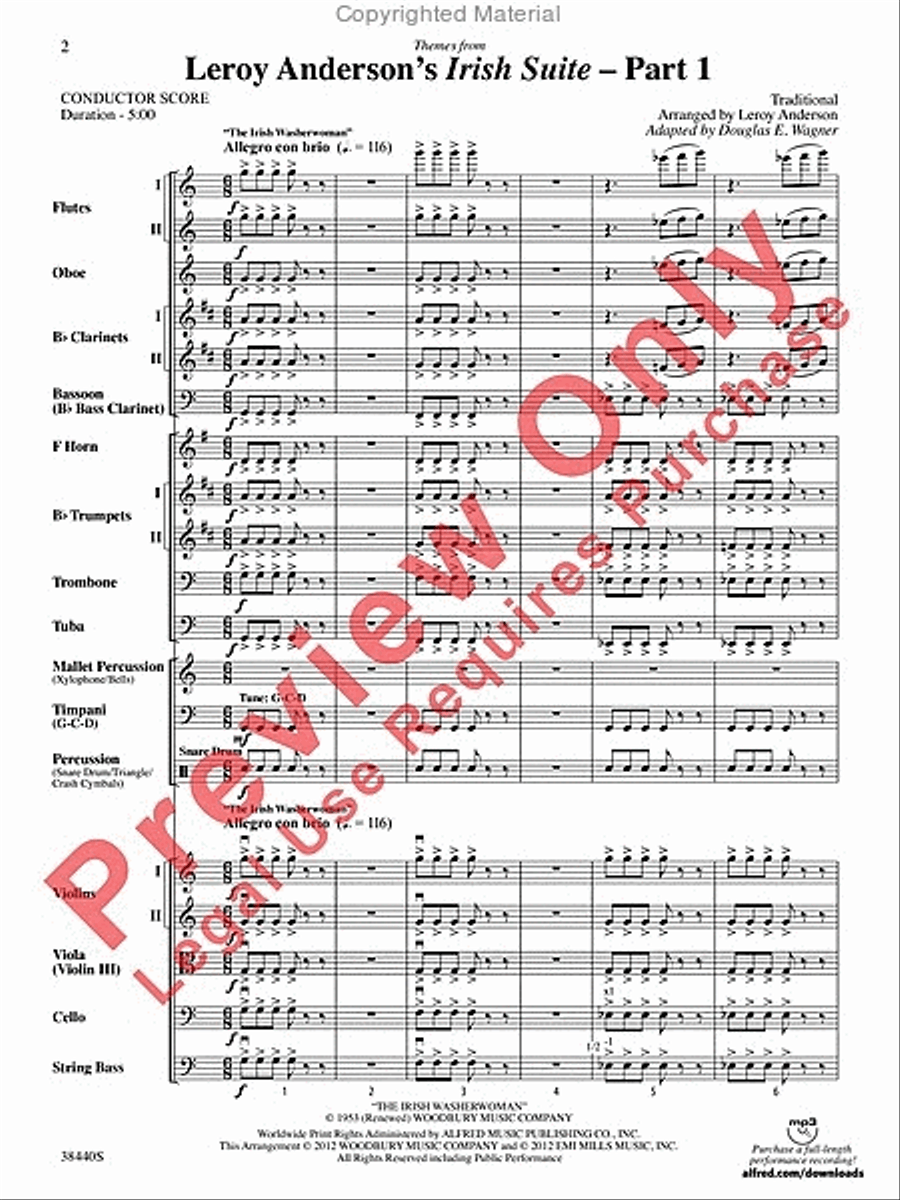 Leroy Anderson's Irish Suite, Part 1 (Themes from) Full Orchestra scores gallery preview page 3