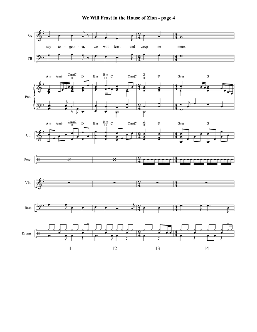 We Will Feast in the House of Zion Orchestration 4-Part scores gallery preview page 5