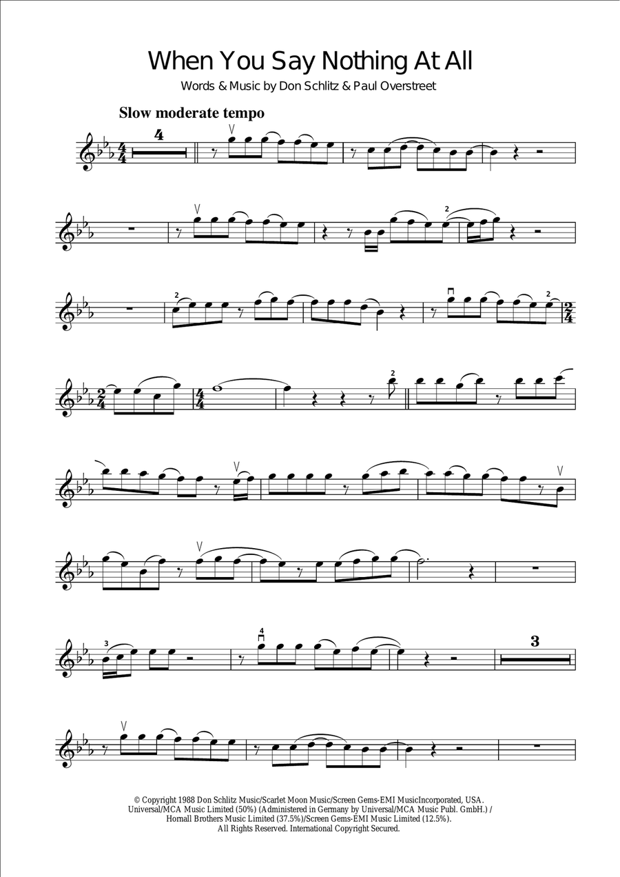When You Say Nothing At All Violin Solo scores gallery preview page 1