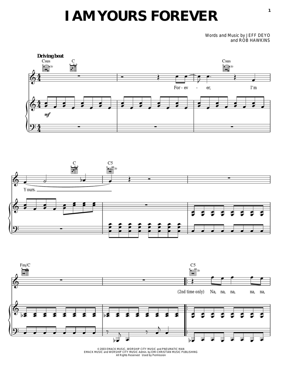 I Am Yours Forever I Am Yours Forever Piano, Vocal, Guitar scores gallery preview page 1