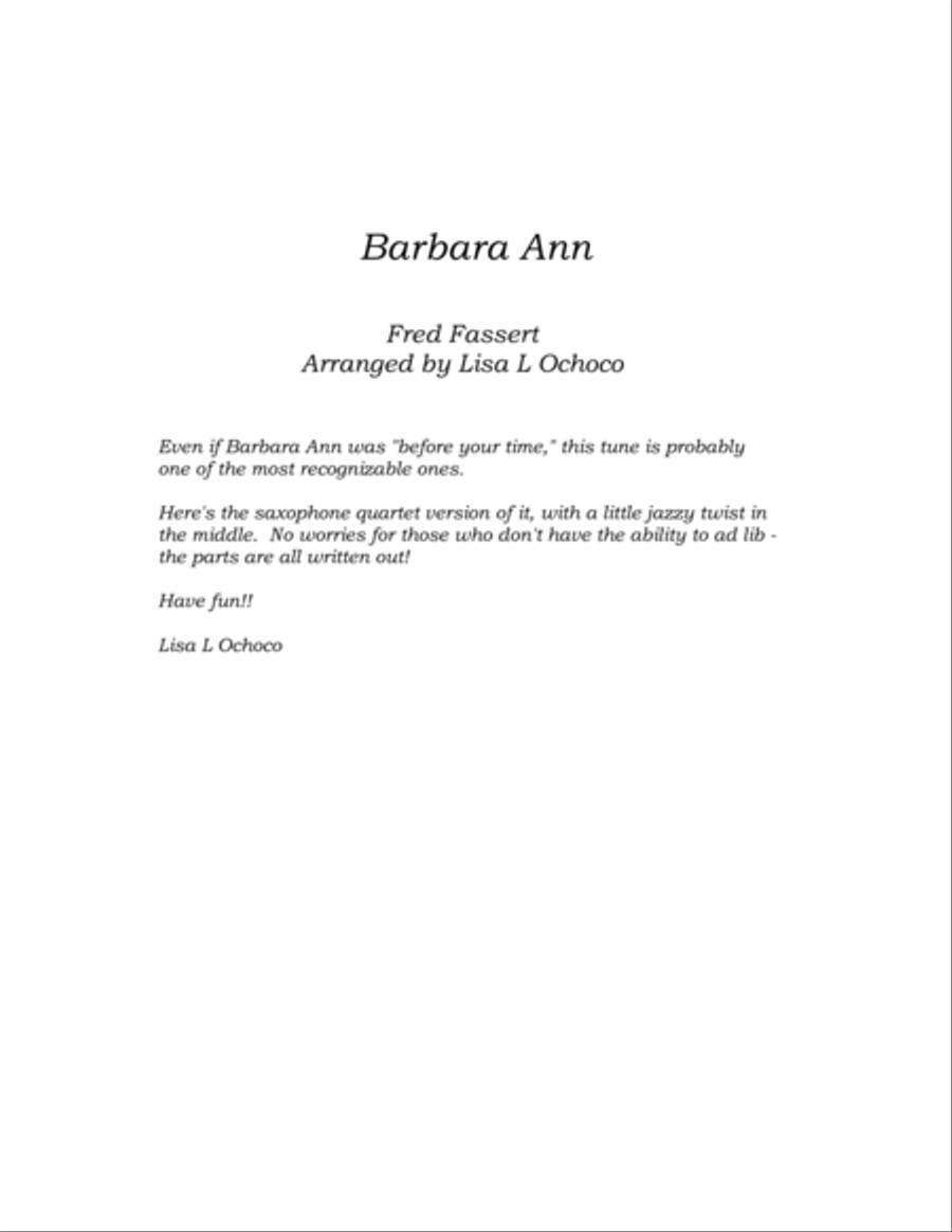 Barbara Ann Saxophone Quartet scores gallery preview page 4