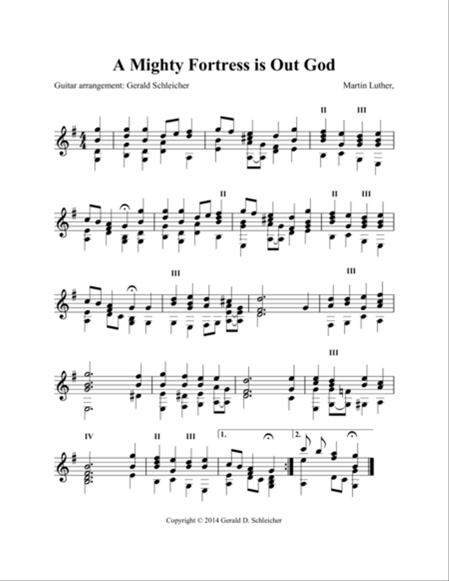 A Mighty Fortress Is Our God Guitar Solo scores gallery preview page 1