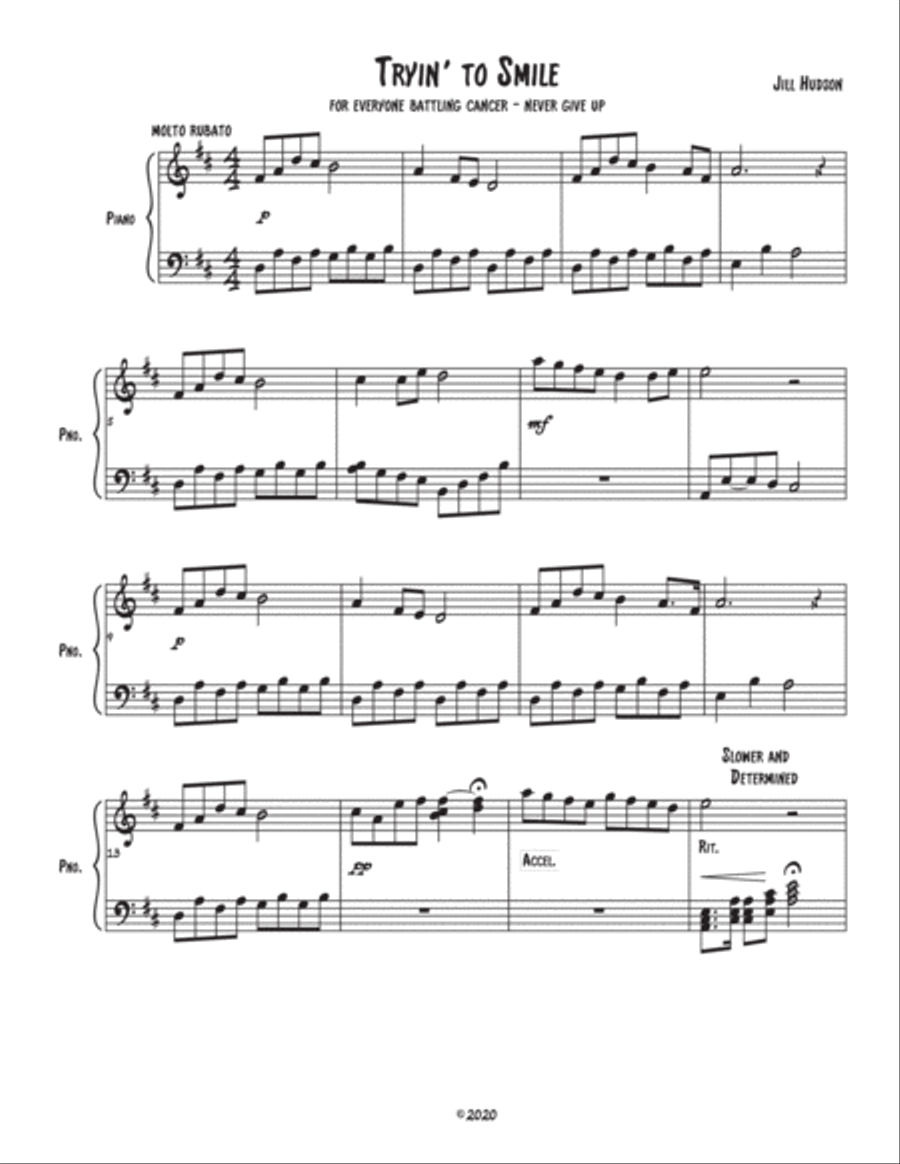 Tryin' to Smile Piano Solo scores gallery preview page 1