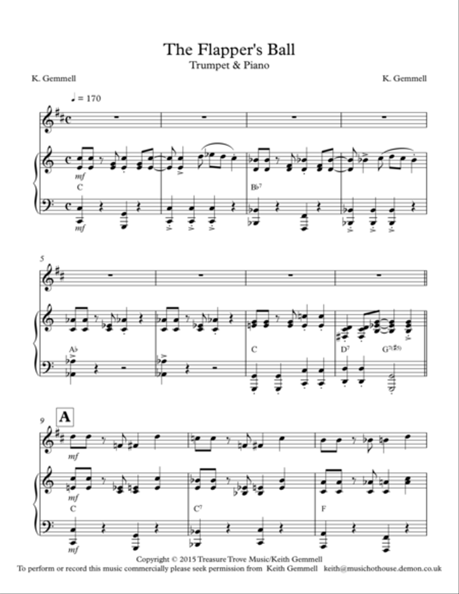 The Flapper;s Ball: Trumpet & Piano Trumpet Duet scores gallery preview page 1