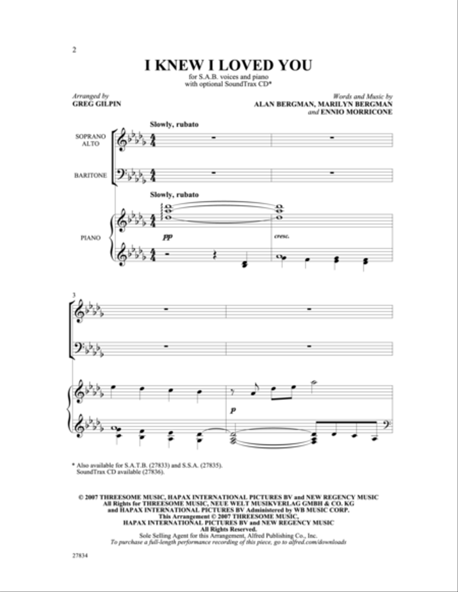 I Knew I Loved You 3-Part scores gallery preview page 2