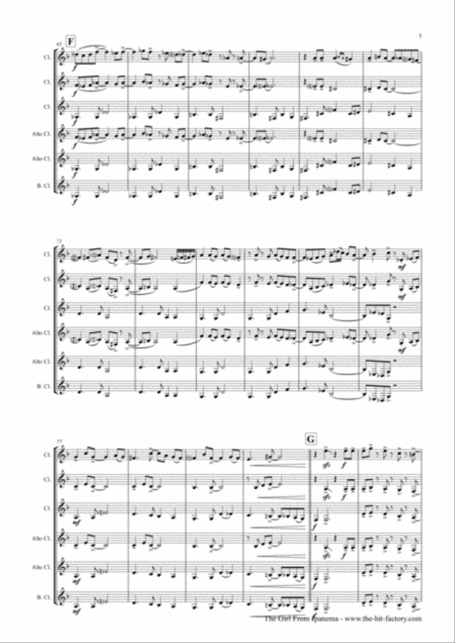The Girl From Ipanema (Garota De Ipanema) Clarinet Trio scores gallery preview page 5
