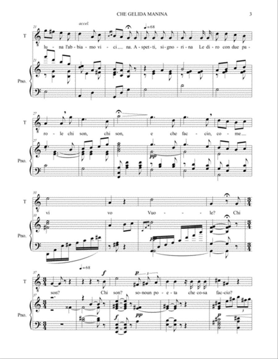 CHE GELIDA MANINA - G. Puccini - From 