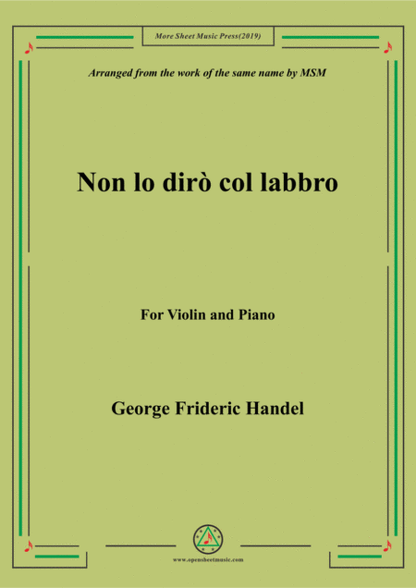 Handel-Non lo dirò col labbro,for Violin and Piano image number null