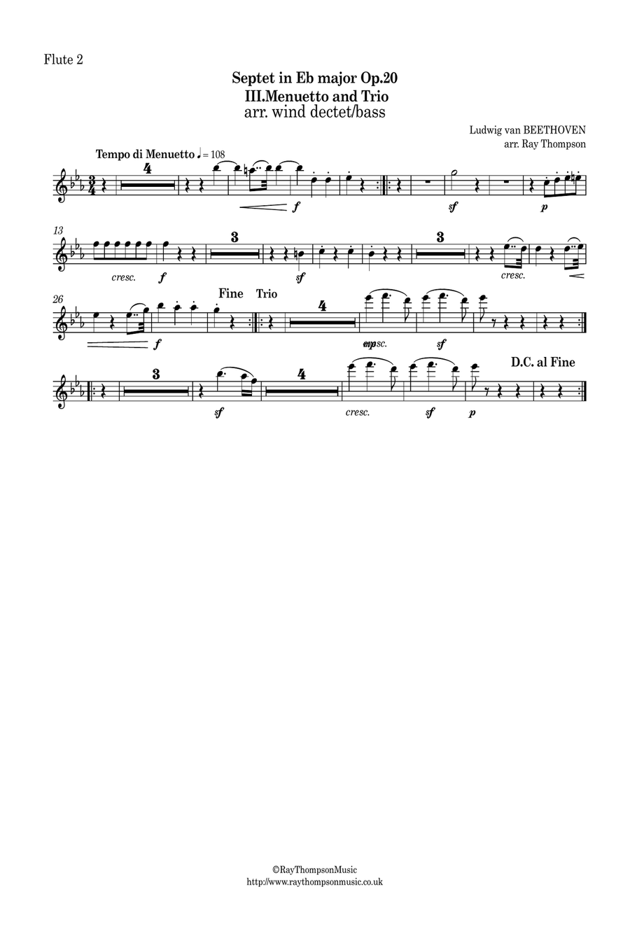 Beethoven: Septet in Eb major Op.20 Mvt.III Menuetto and Trio - wind dectet/bass Large Ensemble scores gallery preview page 6