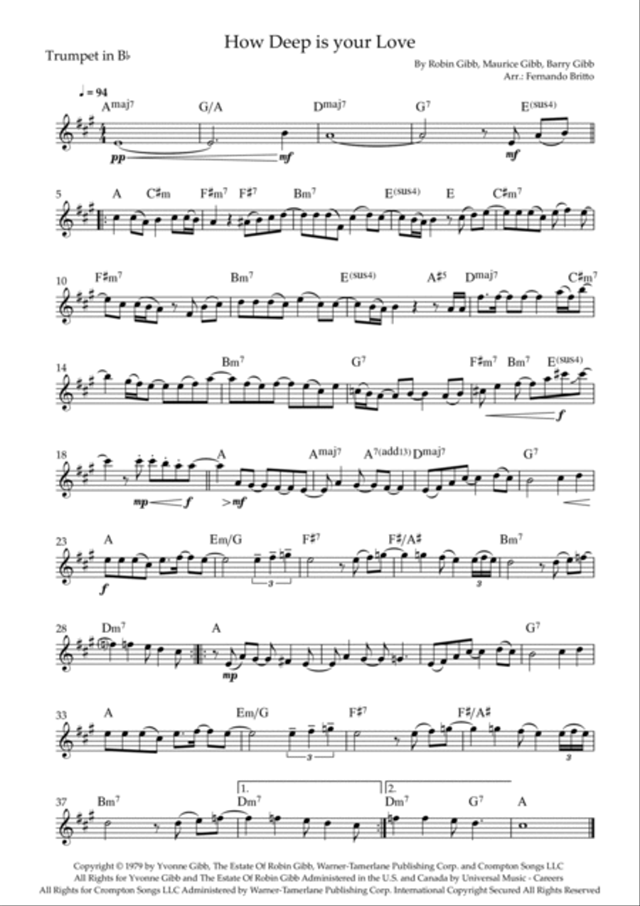 How Deep Is Your Love Small Ensemble scores gallery preview page 6