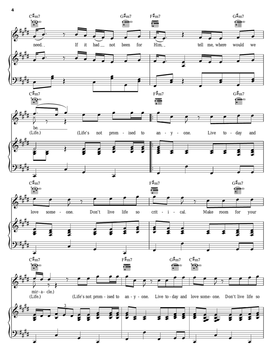 Life Is Not Promised Piano, Vocal, Guitar scores gallery preview page 4