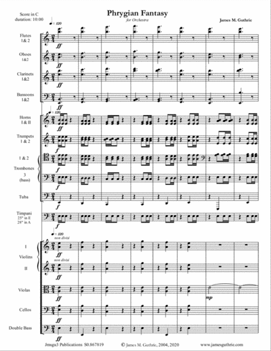 Guthrie: Phrygian Fantasy for Orchestra Full Orchestra scores gallery preview page 1