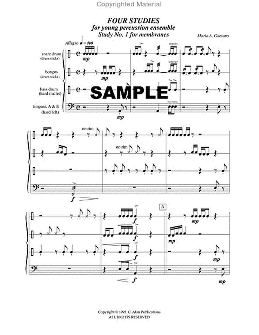 Four Studies for Young Percussion Ensemble (score only)