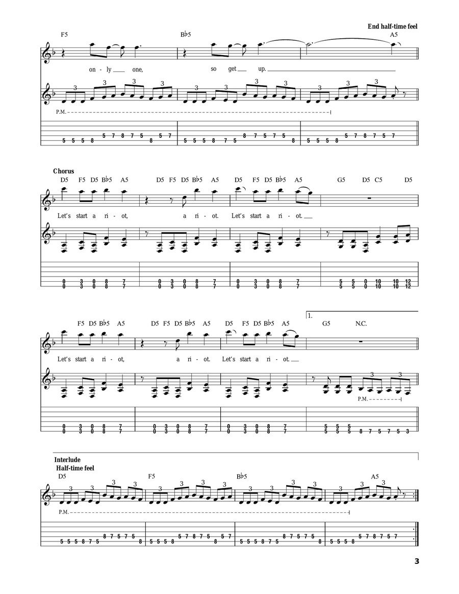 Riot Guitar Tablature scores gallery preview page 3