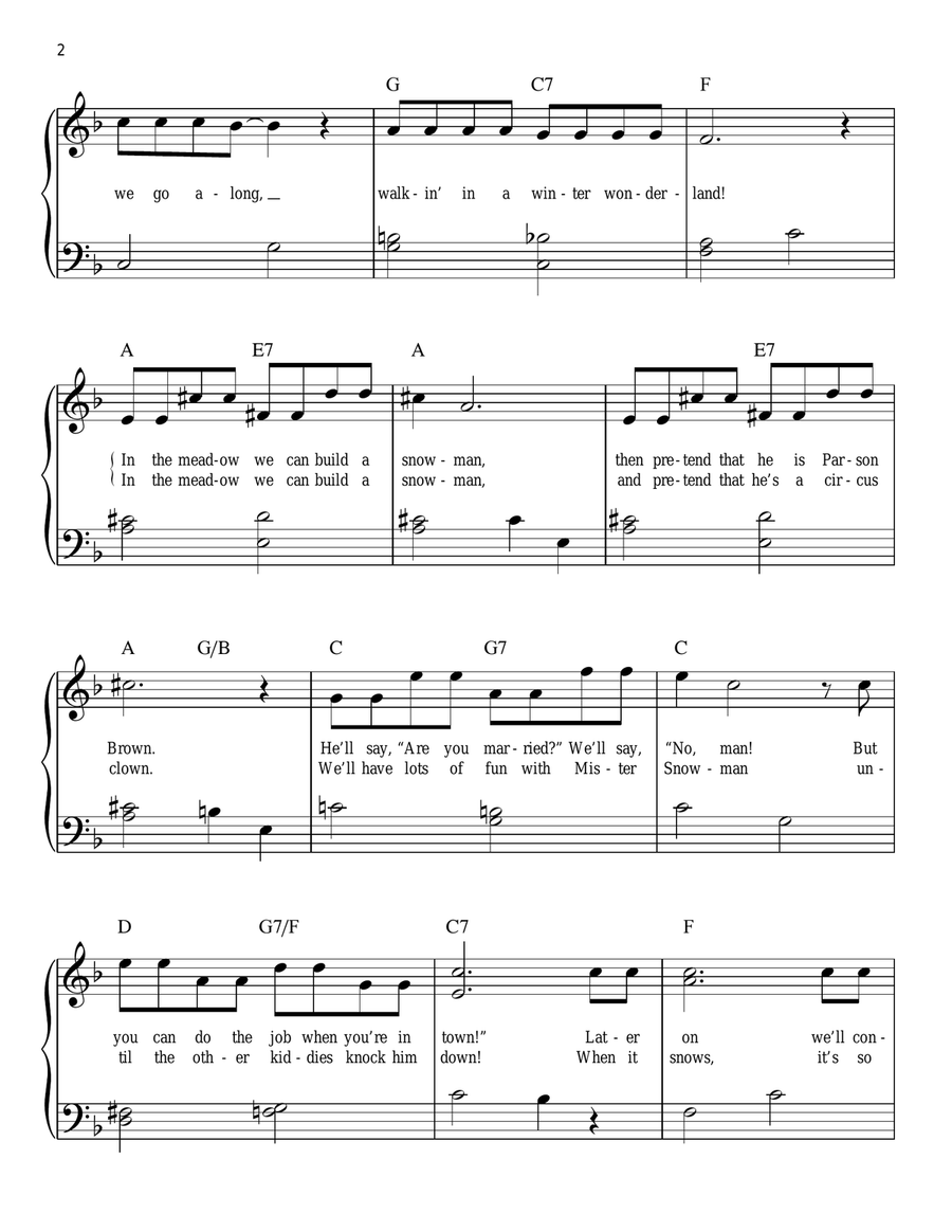 Winter Wonderland Easy Piano scores gallery preview page 2