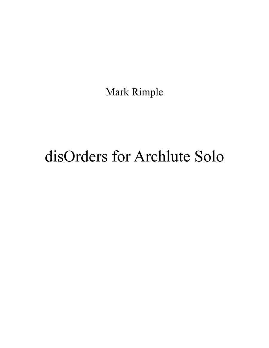 Book cover for disOrders for Archlute Solo
