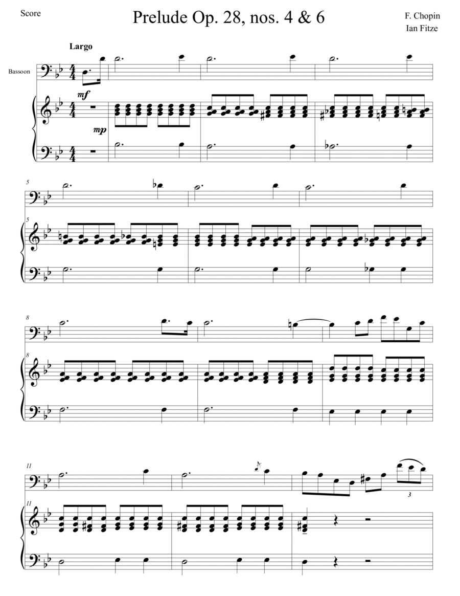 Preludes nos. 4&6 from Opus 28 Bassoon scores gallery preview page 1