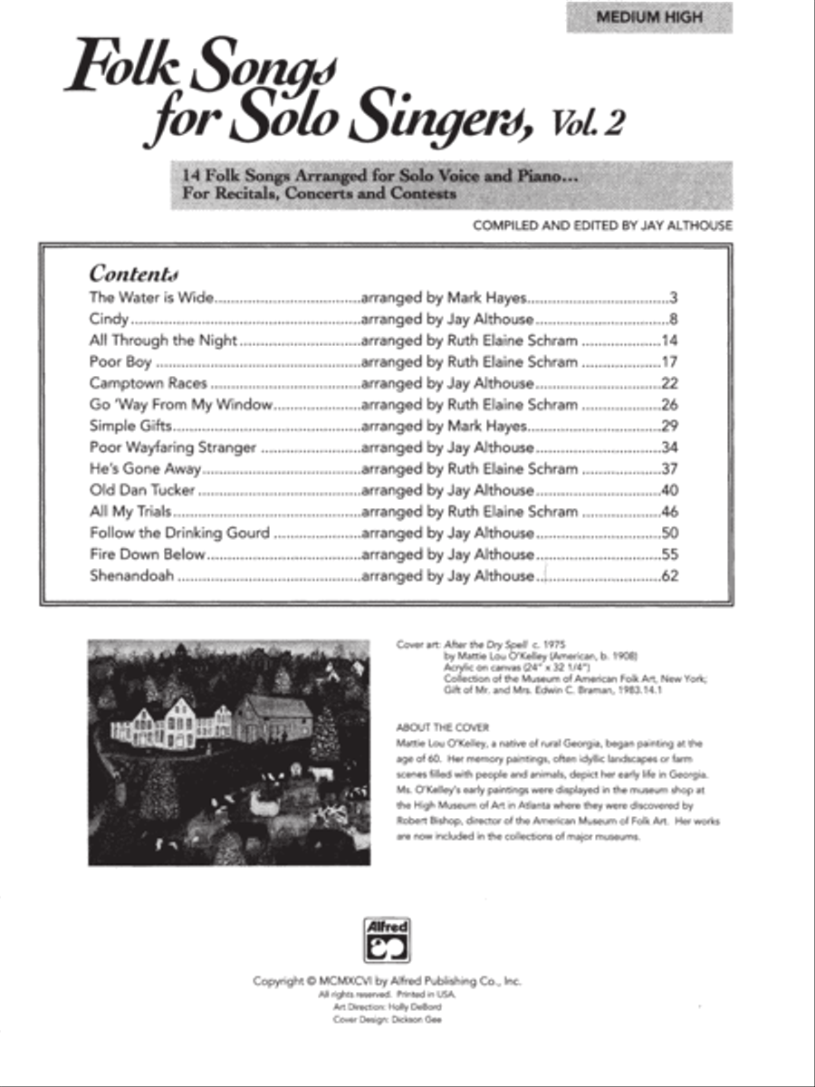 Folk Songs for Solo Singers, Volume 2 image number null