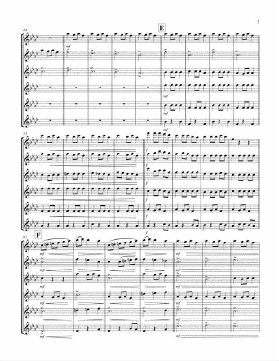 Carol of the Bells (F min) (Violin Sextet) Violin scores gallery preview page 3