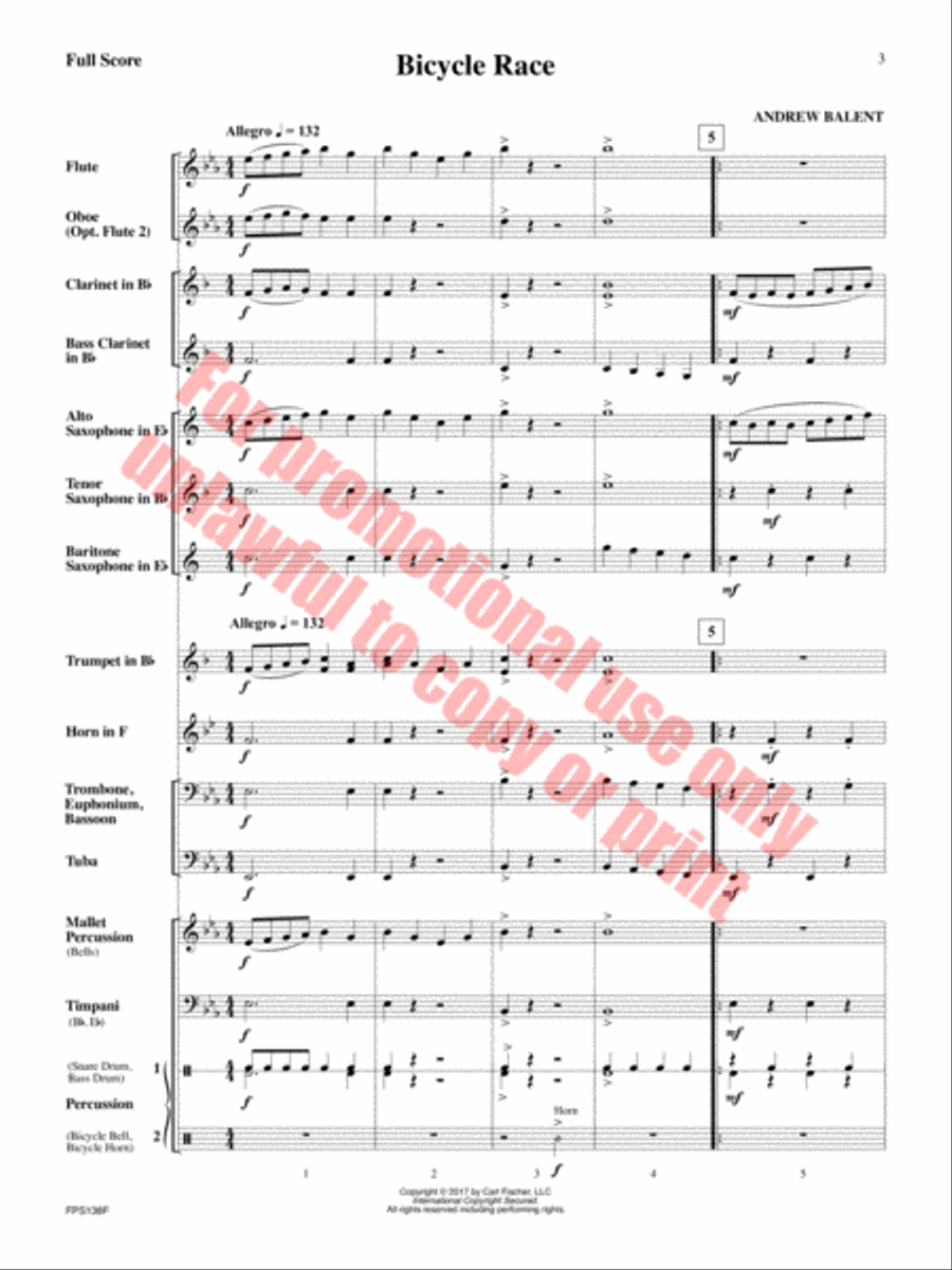 Bicycle Race Bicycle Race Concert Band scores gallery preview page 4