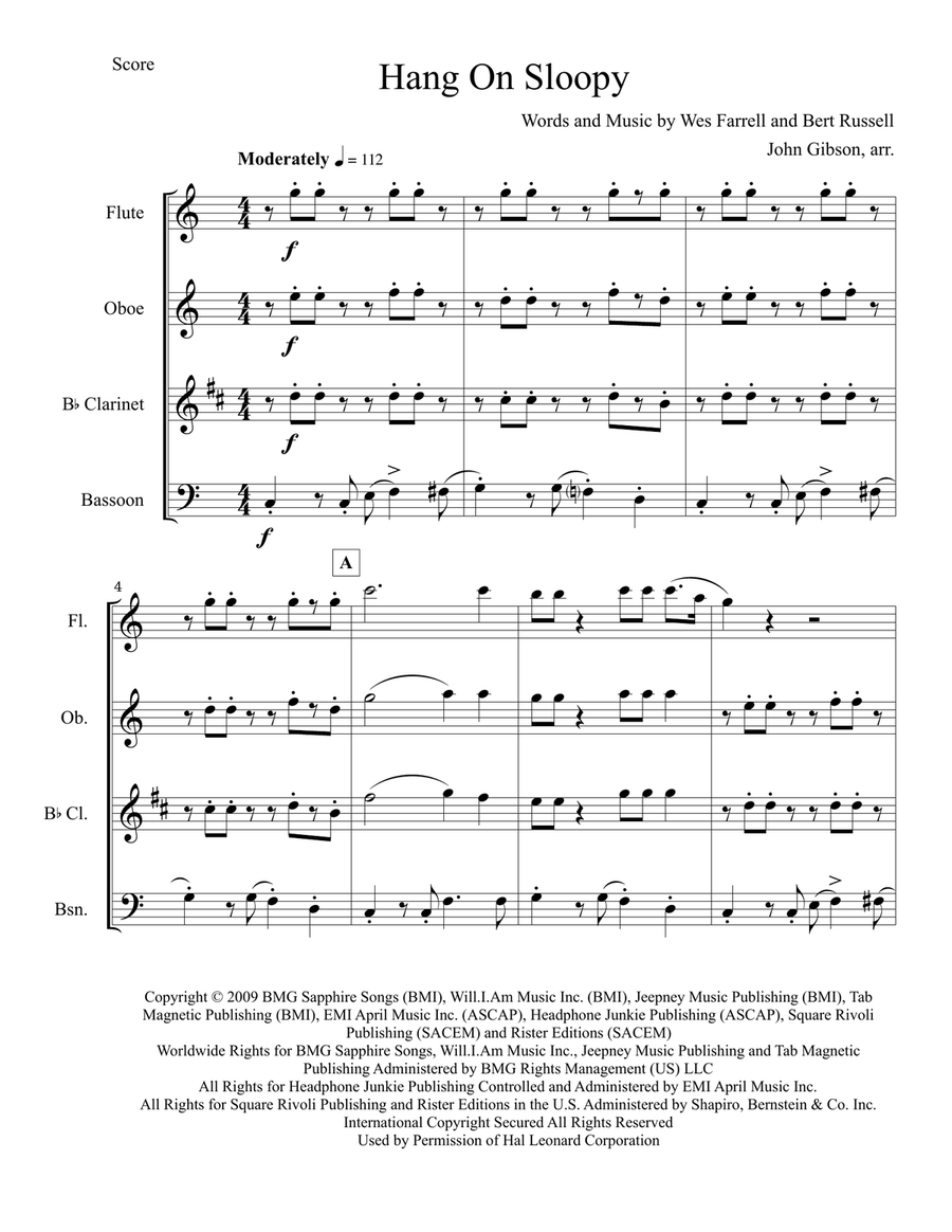 Hang On Sloopy Hang On Sloopy Woodwind Quartet scores gallery preview page 2