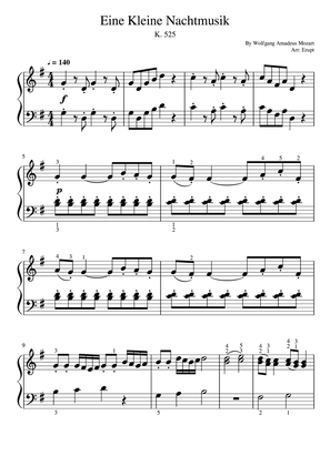 Eine Kleine Nachtmusik K. 525 Easy solo piano version