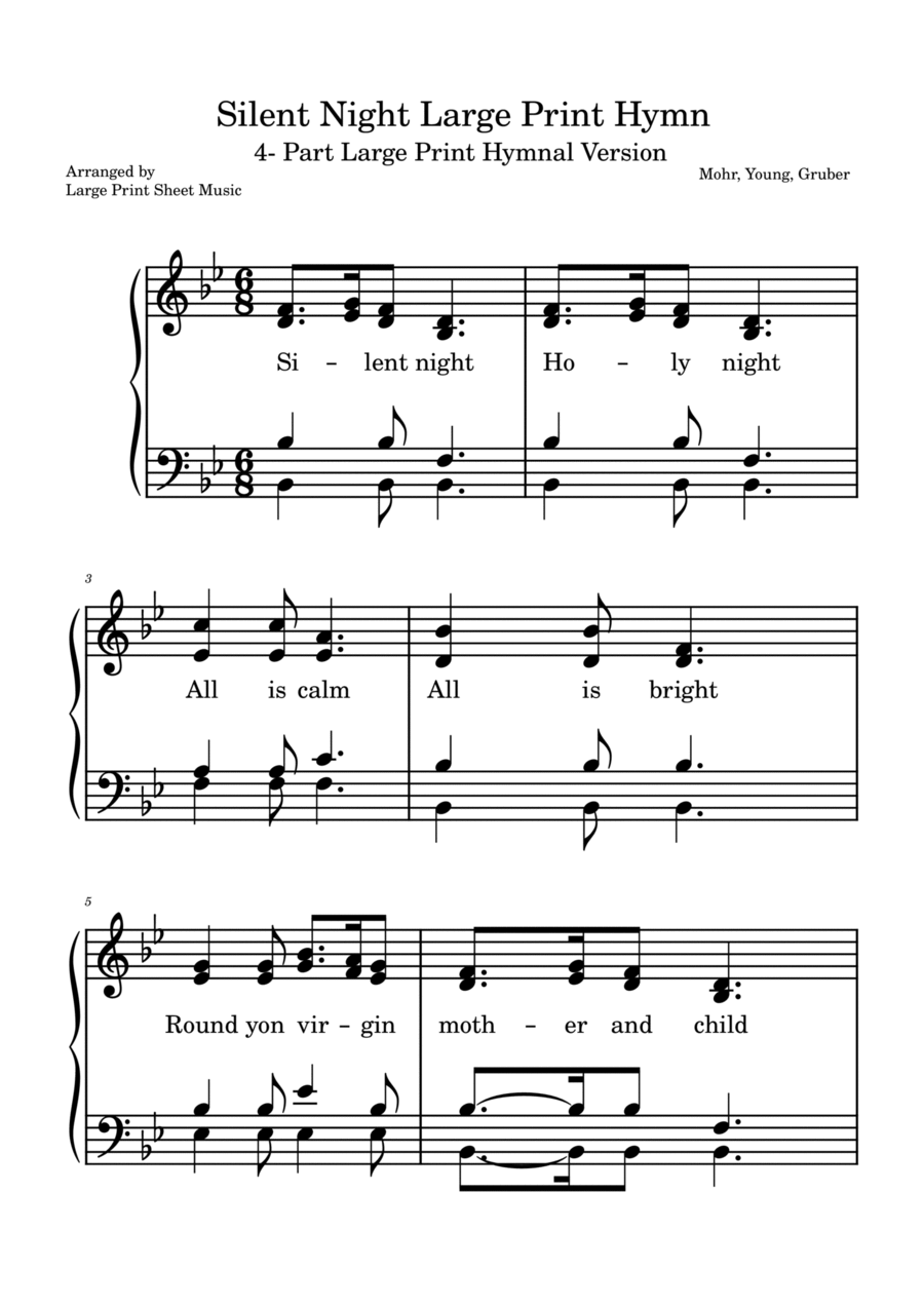 Silent Night Large Print Hymn Piano, Vocal, Guitar scores gallery preview page 1
