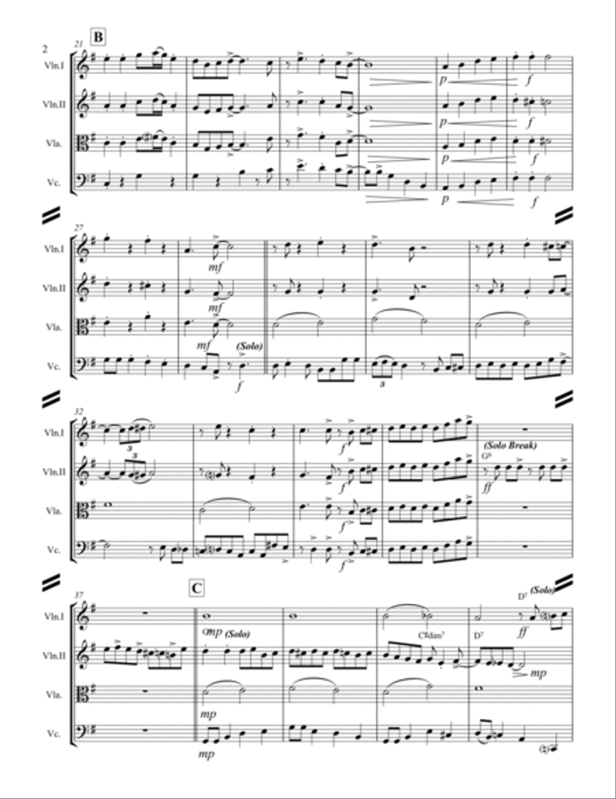Rudolph The Red-nosed Reindeer String Quartet scores gallery preview page 3