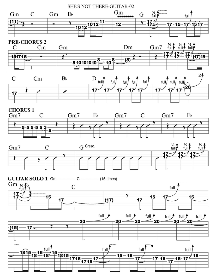 She's Not There She's Not There Guitar Tablature scores gallery preview page 2