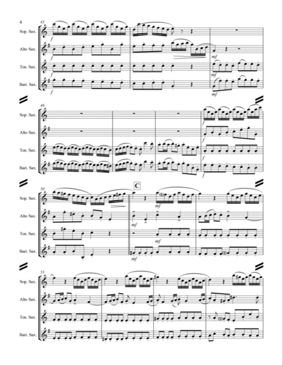 Arrival of the Queen of Sheba (for Saxophone Quartet SATB) Saxophone Quartet scores gallery preview page 5