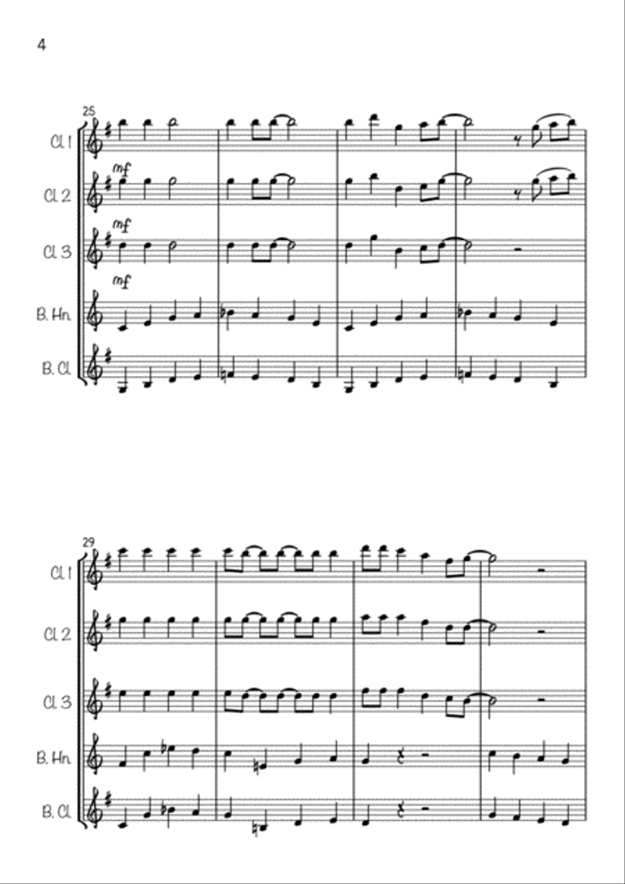 Jingle Bells Jazzy (Clarinet Quintet) Clarinet Quintet scores gallery preview page 4