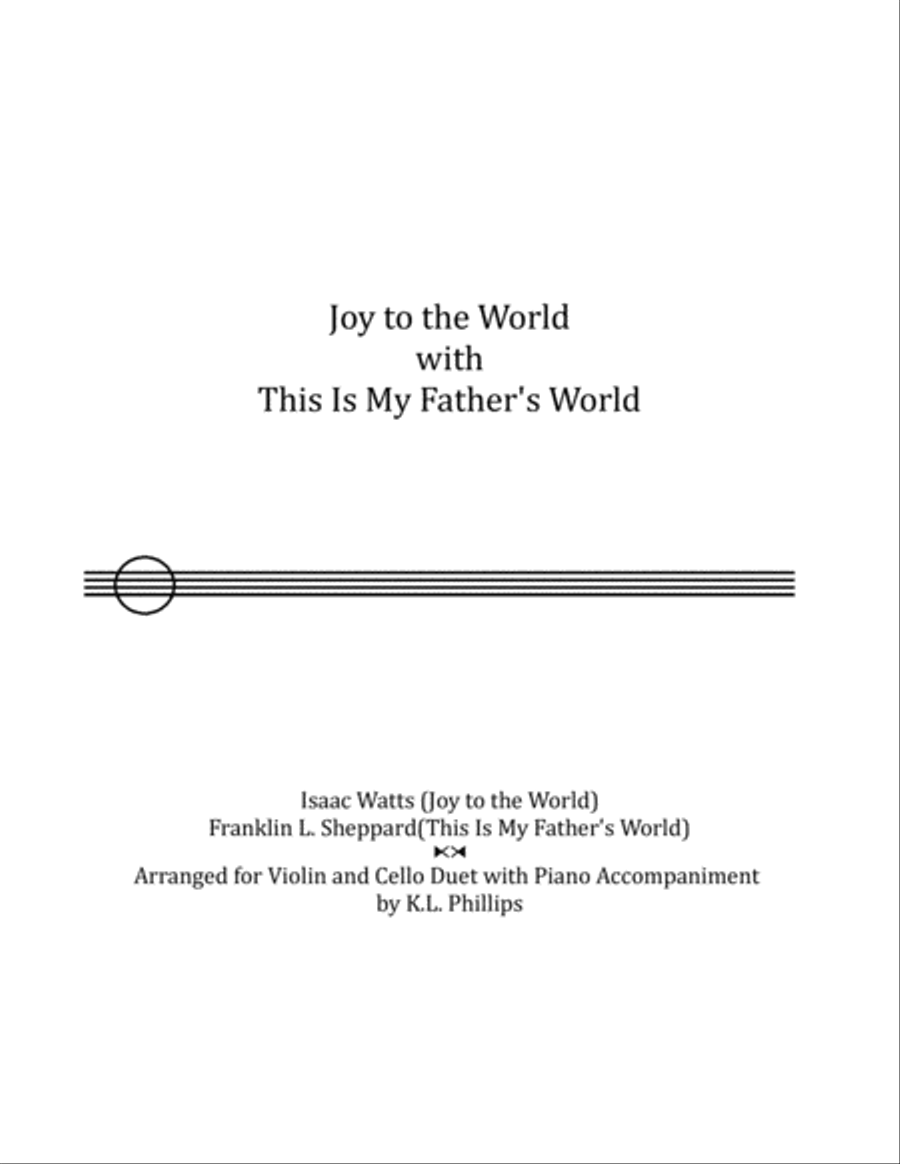 Joy to the World with This Is My Father's World - Cello and Violin duet with piano accompaniment Piano Trio scores gallery preview page 1