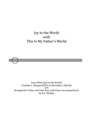 Book cover for Joy to the World with This Is My Father's World - Cello and Violin duet with piano accompaniment