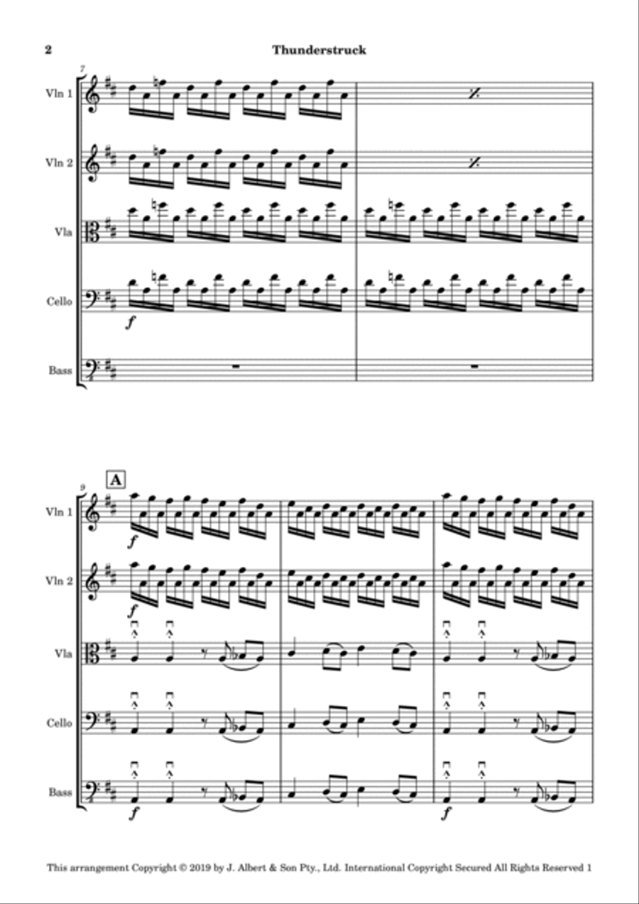 Thunderstruck String Quartet scores gallery preview page 2