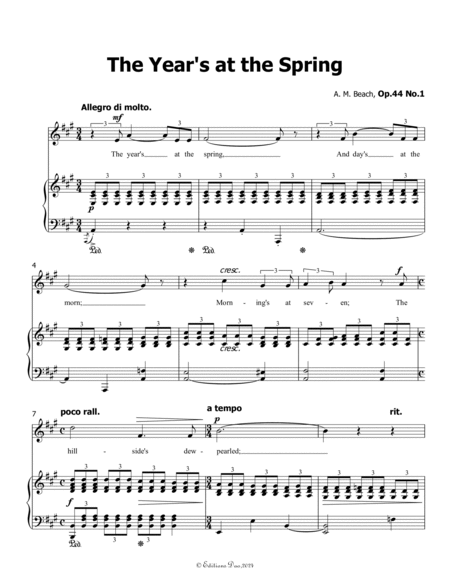 The Year's at the Spring, by A. M. Beach, in A Major