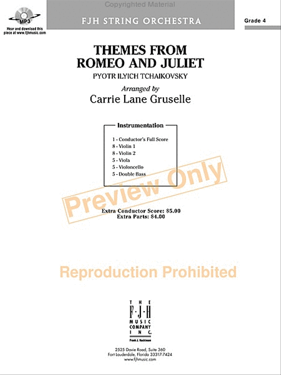 Themes from Romeo and Juliet String Orchestra scores gallery preview page 2