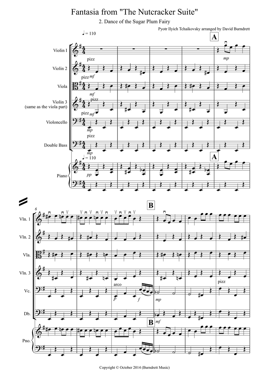 Dance of the Sugar Plum Fairy (fantasia from Nutcracker) for String Orchestra String Orchestra scores gallery preview page 1