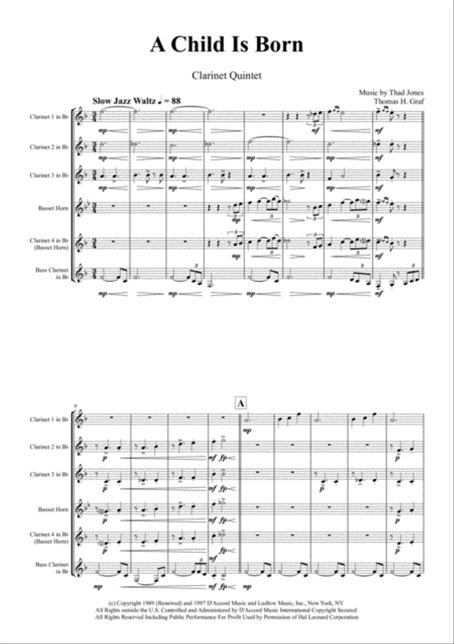 A Child Is Born Woodwind Ensemble scores gallery preview page 1