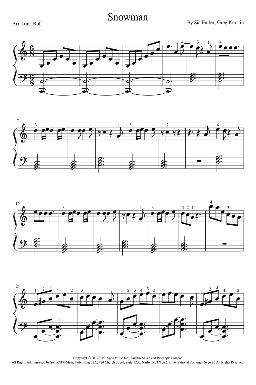 Snowman Snowman Easy Piano scores gallery preview page 1