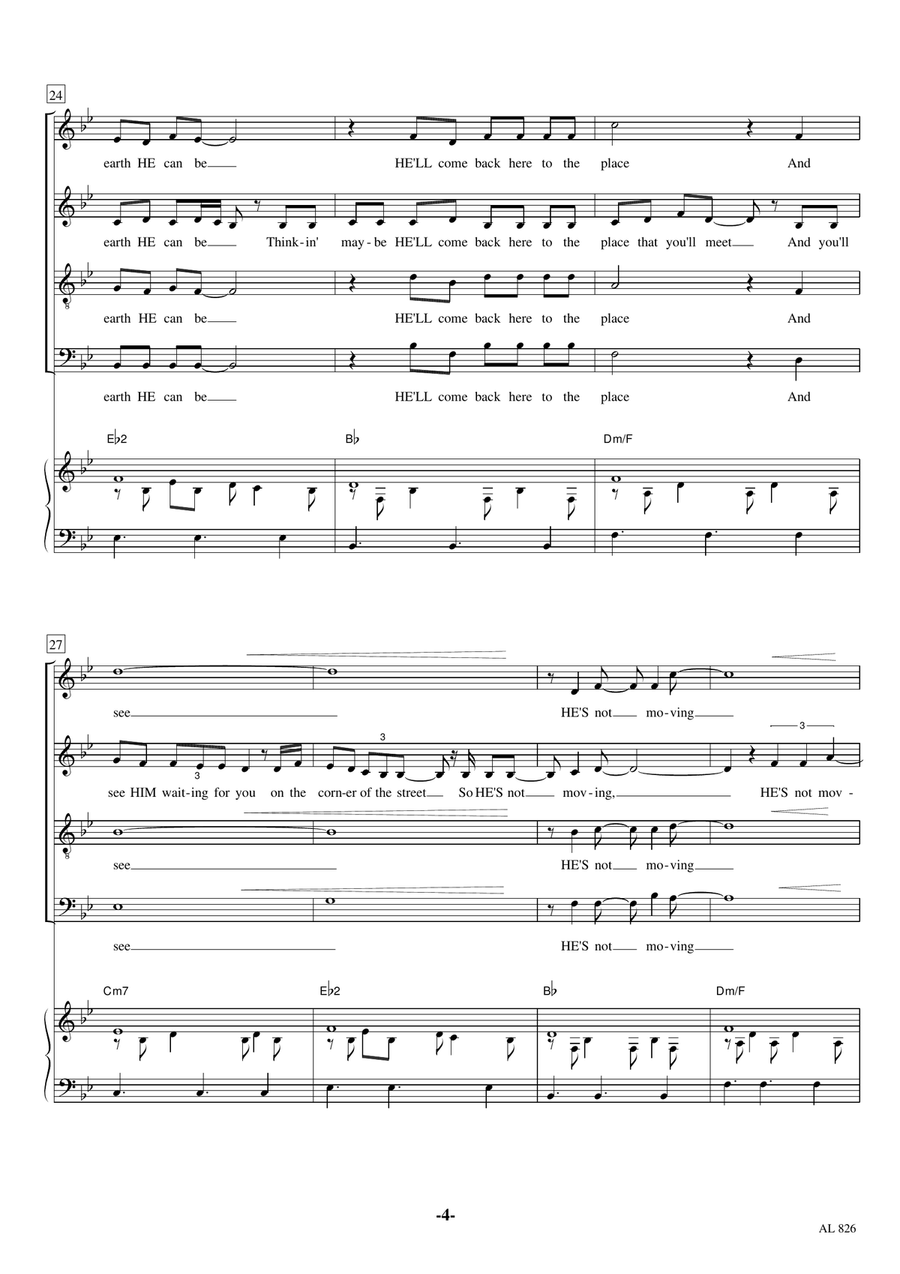 The Man Who Can't Be Moved 4-Part scores gallery preview page 4