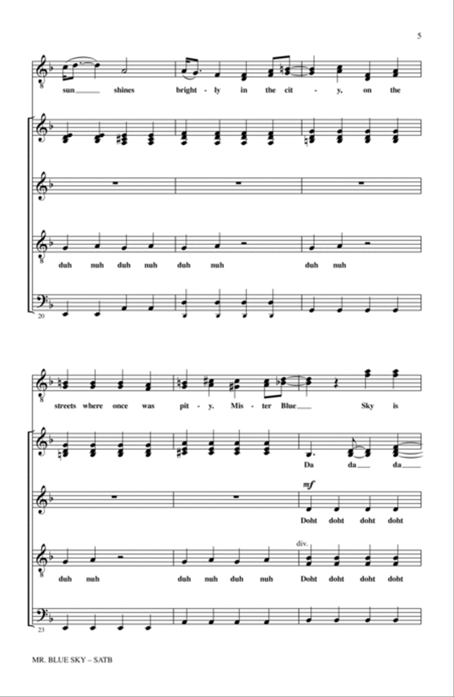 Mr. Blue Sky (from NBC's The Sing-Off) 4-Part scores gallery preview page 4