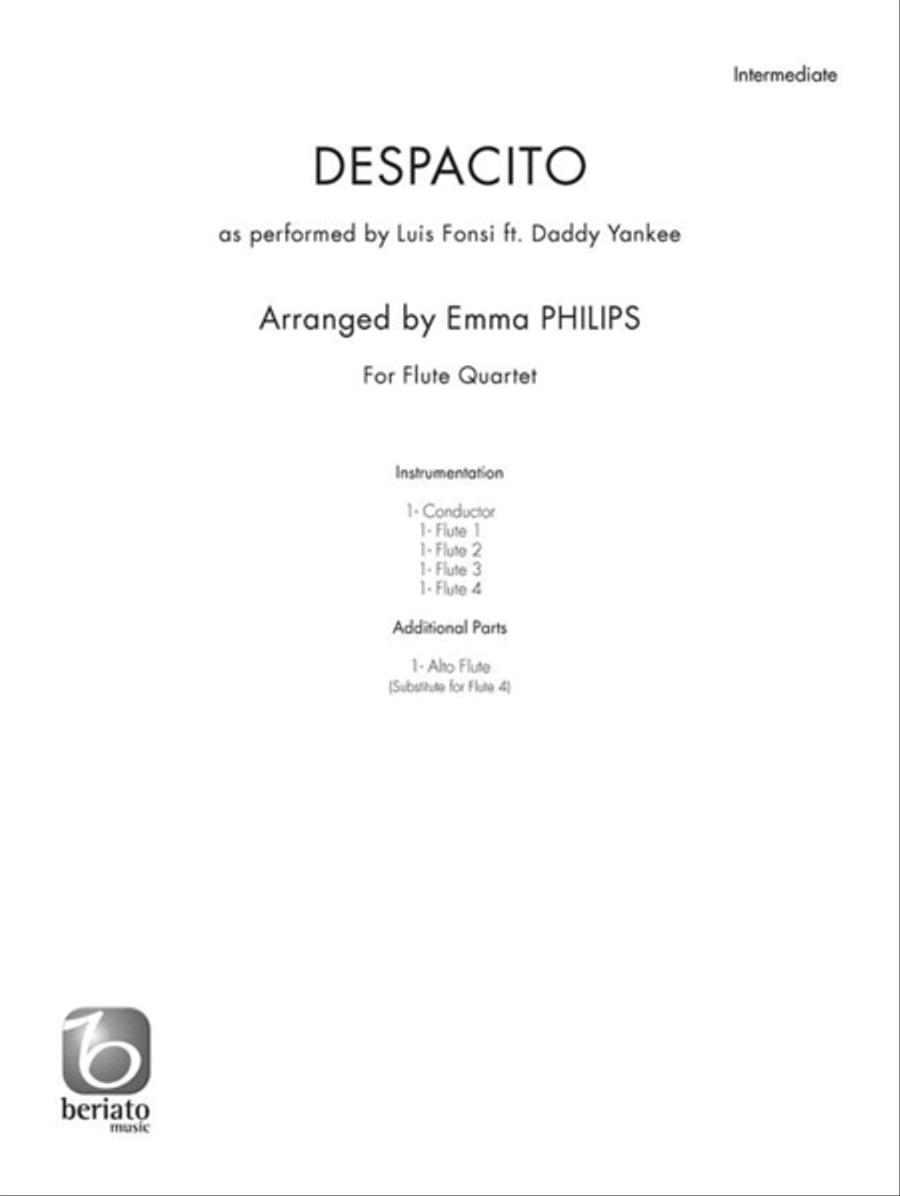 Despacito Flute Quartet scores gallery preview page 2
